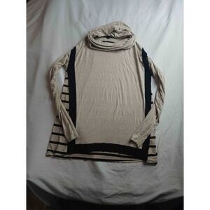Capote Tunic Top Womens M Striped Quiet Luxury Earth Tones Cowl Neck Lagenlook‎